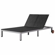 vidaXL Leżak ogrodowy z polirattanu, 207 x 130 x 88 cm, czarny vidaXL 43977