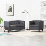 vidaXL Zestaw mebli w stylu Chesterfield, 2 szt., tkanina, ciemnoszare vidaXL 275632