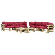 vidaXL Ogrodowe meble z palet, 6 szt., drewno FSC + czerwone poduszki vidaXL 275328
