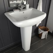 vidaXL Umywalka z postumentem, ceramiczna, biała, 580x470x200 mm vidaXL 143003