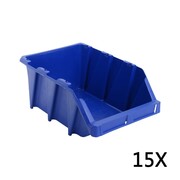 vidaXL Pojemniki sztaplowane, 15 szt., 310 x 490 x 195 mm, niebieskie vidaXL 143776