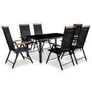 vidaXL Zestaw mebli ogrodowych z aluminium, 7 części, czarny, składany vidaXL 41734
