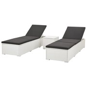 vidaXL Zestaw leżaków, 5 części, polirattan, biało-czarny vidaXL 43952