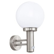 EGLO Zewnętrzna lampa ścienna z czujnikiem Nisia, 60 W, srebrna, 27126 EGLO 27126