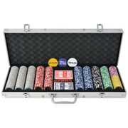 vidaXL Zestaw do gry w pokera 500 żetonów laserowych, aluminium vidaXL 80184