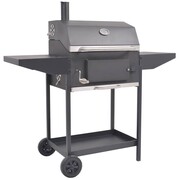 vidaXL Grill węglowy z wędzarnią i dolną półką, czarny vidaXL 43048