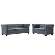 vidaXL Zestaw sof w stylu Chesterfield, sztuczny zamsz, szary vidaXL 275542