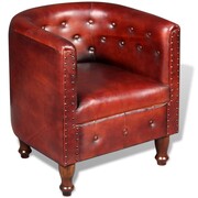 vidaXL Fotel Tub prawdziwa skóra, brązowy vidaXL 243677