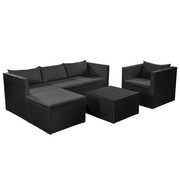 vidaXL Zestaw mebli do ogrodu, 13 części, polirattan, czarno-szary vidaXL 44171