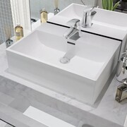 vidaXL Umywalka ceramiczna z otworem na baterię 51,5 x 38,5 x 15 cm, biała vidaXL 142346