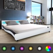 vidaXL Łóżko z taśmą LED i materacem 180x200 cm, czarno-białe vidaXL 274699