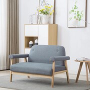 vidaXL Sofa 2-osobowa tapicerowana tkaniną, jasnoszara vidaXL 246643