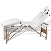 vidaXL Kremowo-biały składany stół do masażu 4 strefy z drewnianą ramą vidaXL 110096