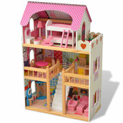 vidaXL 3-poziomowy domek dla lalek 60x30x90 cm, drewno vidaXL 80175