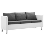 vidaXL Sofa 3-osobowa obita sztuczną skórą, biało-jasnoszara vidaXL 247172