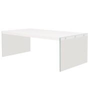 vidaXL Stolik kawowy, szkło, MDF, wysoki połysk, kolor biały vidaXL 244810
