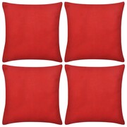 vidaXL 4 Czerwone bawełniane poszewki na poduszki 50 x 50 cm vidaXL 130917