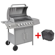 vidaXL Grill gazowy ze strefą gotowania 6+1, kolor srebrny vidaXL 273794