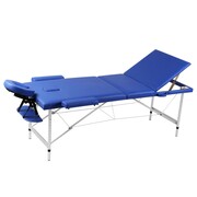 vidaXL Niebieski składany stół do masażu 3 strefy z aluminiową ramą vidaXL 110090