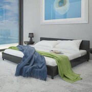 vidaXL Łóżko ze sztucznej skóry, 140 x 200 cm, czarne vidaXL 241854