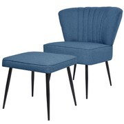 vidaXL Fotel koktajlowy z podnóżkiem, materiałowy, niebieski vidaXL 244102