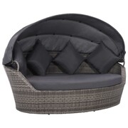 vidaXL Leżanka ogrodowa z baldachimem, rattan PE, 200x120x140cm, szara vidaXL 44419