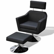 vidaXL fotel do TV ze sztucznej skóry z podnóżkiem, czarny vidaXL 241029
