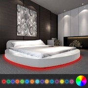 vidaXL Okrągłe łóżko z materacem i LED, 180 x 200 cm, białe vidaXL 274643