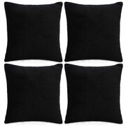 vidaXL Poszewki na poduszki, 4 szt,. welur, 80x80 cm, czarny vidaXL 132935