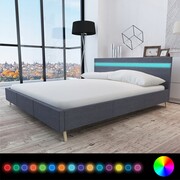 vidaXL Łóżko z taśmą LED, 180 x 200 cm, materiałowe, ciemnoszare vidaXL 242075