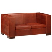 vidaXL 2-osobowa sofa tapicerowana prawdziwą skóra, ciemnobrązowa vidaXL 245616