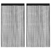 vidaXL Zasłony sznurkowe, 2 sztuki, 100 x 250 cm, czarne vidaXL 132400