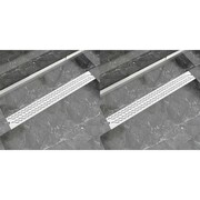 vidaXL Odpływ liniowy, 2 szt., fala, 930x140 mm, stal nierdzewna vidaXL 275963