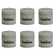 Bolsius Rustykalne świece pieńkowe, 100x100 mm, jasnoszare, 6 szt. Bolsius 400704