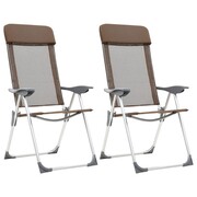 vidaXL Składane krzesła turystyczne, 2 szt., brązowe, aluminiowe vidaXL 44310