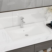 vidaXL Luksusowa umywalka prostokątna z otworem na kran, biała vidaXL 140686
