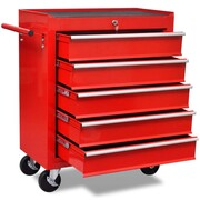 vidaXL Czerwony wózek narzędziowy/warsztatowy z 5 szufladami vidaXL 141954