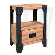 vidaXL Szafka nocna, lite drewno akacjowe, stal, 40 x 30 x 54 cm vidaXL 244993