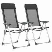 vidaXL Składane krzesła turystyczne, 2 szt., czarne, aluminiowe vidaXL 44305
