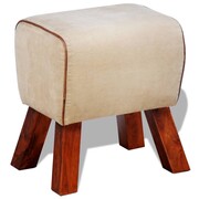 vidaXL Stołek płócienno-skórzany 40 x 30 x 45 cm vidaXL 242195