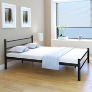 vidaXL Podwójne łóżko metalowe z materacem Memory Foam 140x200cm czarne vidaXL 274651