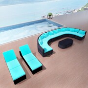 vidaXL Zestaw mebli ogrodowych sofa i leżaki, rattan PE, niebieskie vidaXL 42397