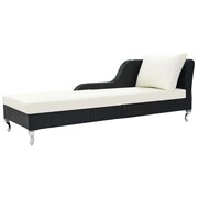 vidaXL Leżanka z poduszką, polirattan, 210 x 75 x 78 cm, czarna vidaXL 44749