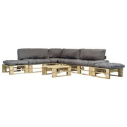 vidaXL Ogrodowe meble z palet, 6 szt., drewno FSC + szare poduszki vidaXL 275315