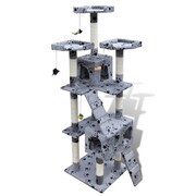 vidaXL Drapak dla kota 170 cm, 2 domki, Szary z motywem w łapki vidaXL 170095