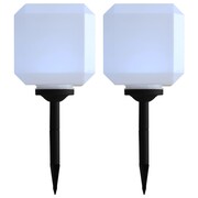 vidaXL Sześcienne lampy solarne na zewnątrz, 2 szt., LED, 20 cm, białe vidaXL 44463