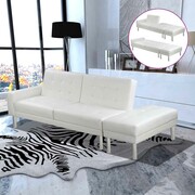 vidaXL Rozkładana sofa ze sztucznej skóry, kolor biały vidaXL 244305