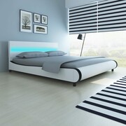 vidaXL Łóżko biała eko skóra z pasem LED w zagłówku 180 cm vidaXL 242388