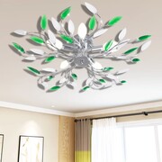 vidaXL Lampa sufitowa z akrylowymi kryształowymi liśćmi zieleń+biel 5 x E14 vidaXL 241478