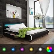 vidaXL Łóżko z oświetleniem LED w zagłówku + materac vidaXL 272273